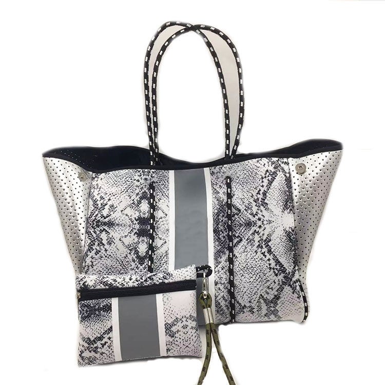 BEST SELLING Neoprene White Camo Tote Bag With Red Star 